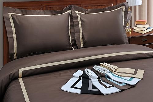 Miniatura 2 de SUPERIOR Funda de edredón de algodón de 300 hilos, calidad hotelera, tamaño individualindividual XL, color azul cielo, juego de 2 piezas