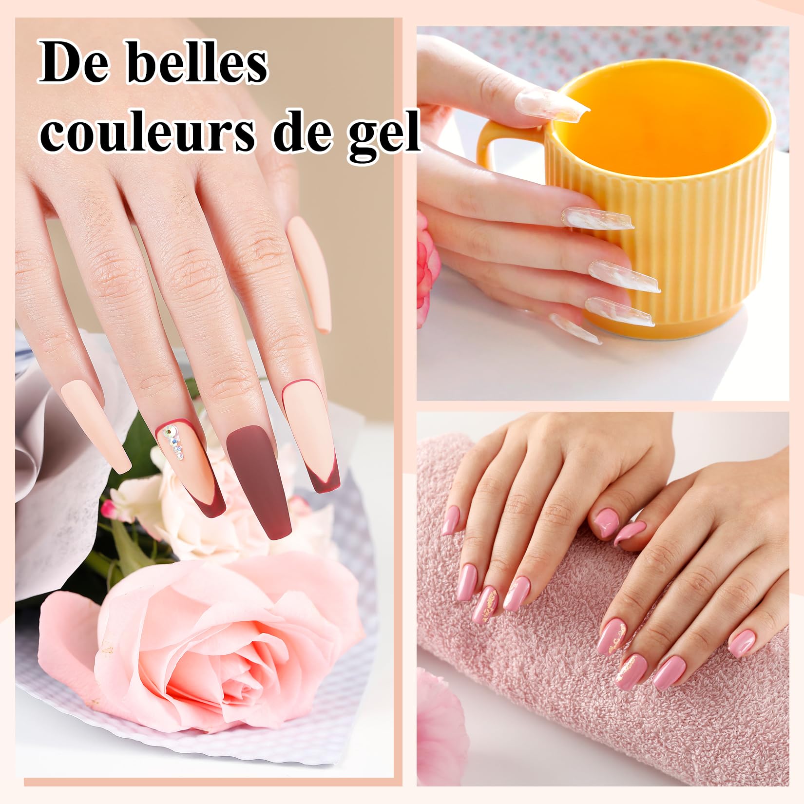 Phoenixy Kit Ongle Gel UV Complet avec 36W Lampe, 8 Couleurs Poly Ongle Gel 15ML, Set de Manucure pour Débutant Gel Construction Ongle U V Kit Nude Rose Marron
