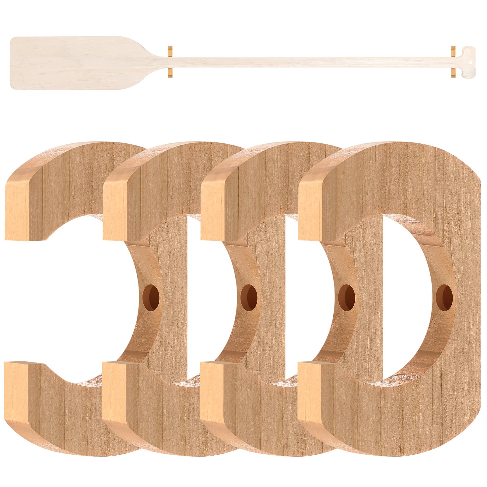 DaisyInner 4 Pcs Wooden Paddle Holder Hangers Racks Wall Storage Keeper Hanging Oar Wall Decor Oar Board Accessories for Kayak Sup Canoe Dragon Boat Paddles