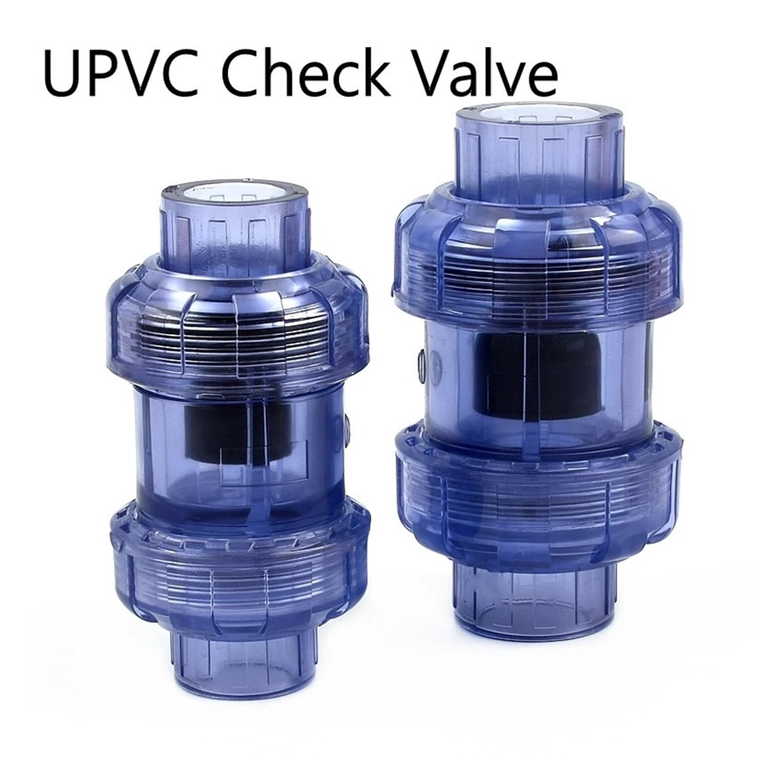 1 sztuk ID 20mm-63mm przezroczysty niebieski UPVC podwójny zawór zwrotny złączka montaż nawadniania ogrodu akwarium złącza zwrotne(Inner Dia 63mm)