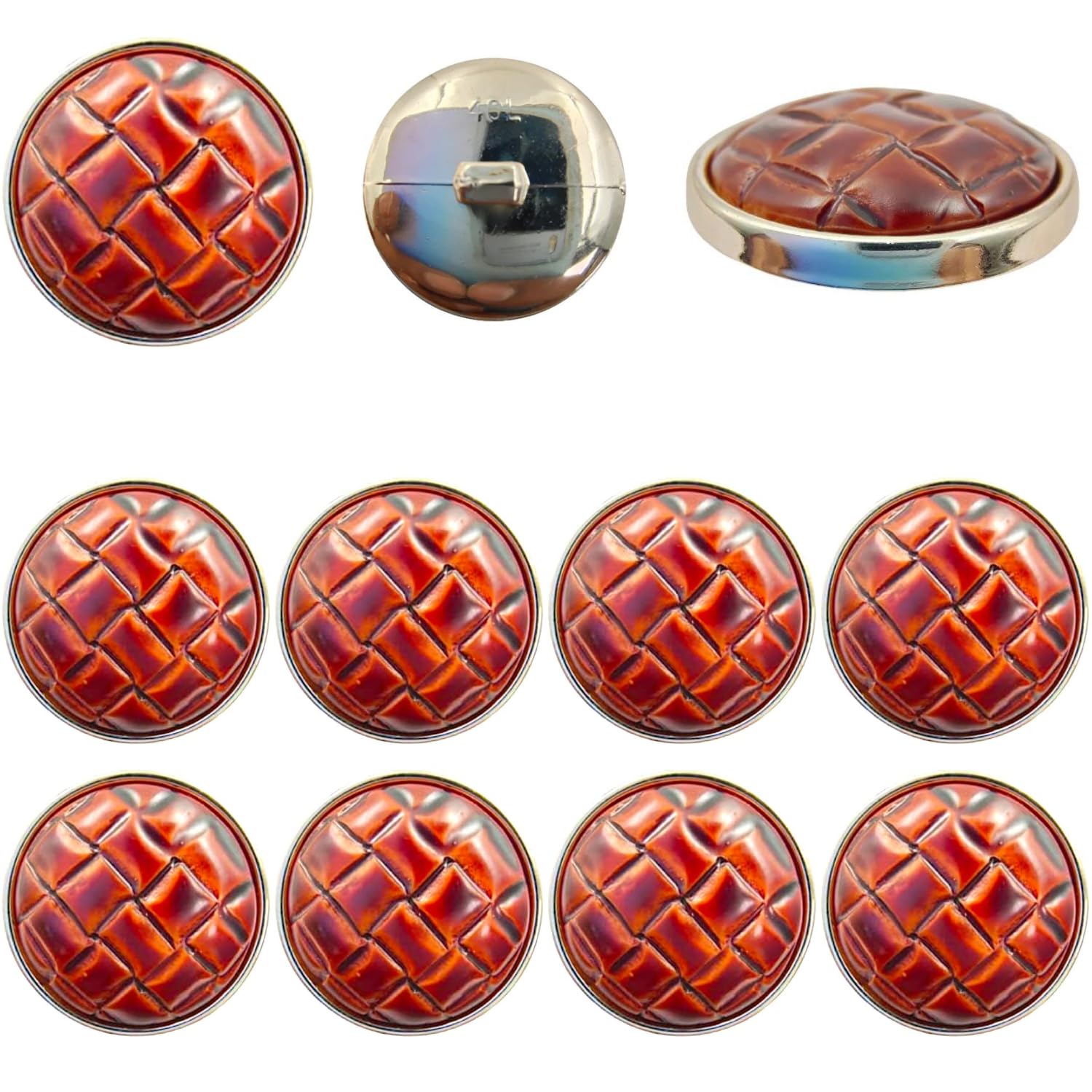 Ani Accessories Round Brown Leather Weave Design Shank Buttons for for Clothes Double Breasted Coat Blazer Suit Bandhgala Sherwani and Indian Dresses Sports Coat (Pack of 8, Brown)-image-2