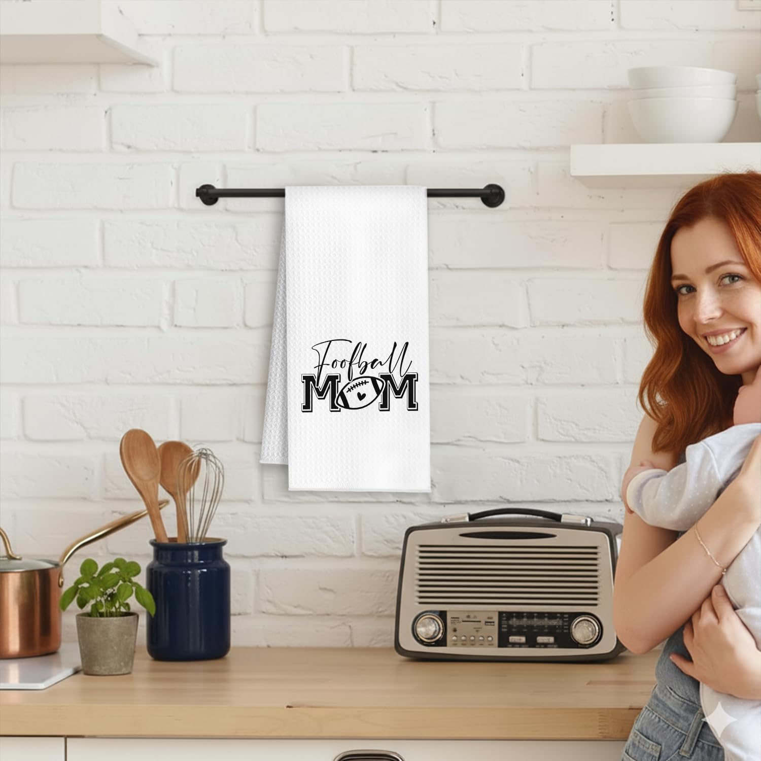 Football Mom Gifts Kitchen Towels, Football Lover Fan Gifts Dish Tea Towels, Gift for Footballs Players Decorative Hand Towel for Bathroom Kitchen, 16x24 Inch - Image 3