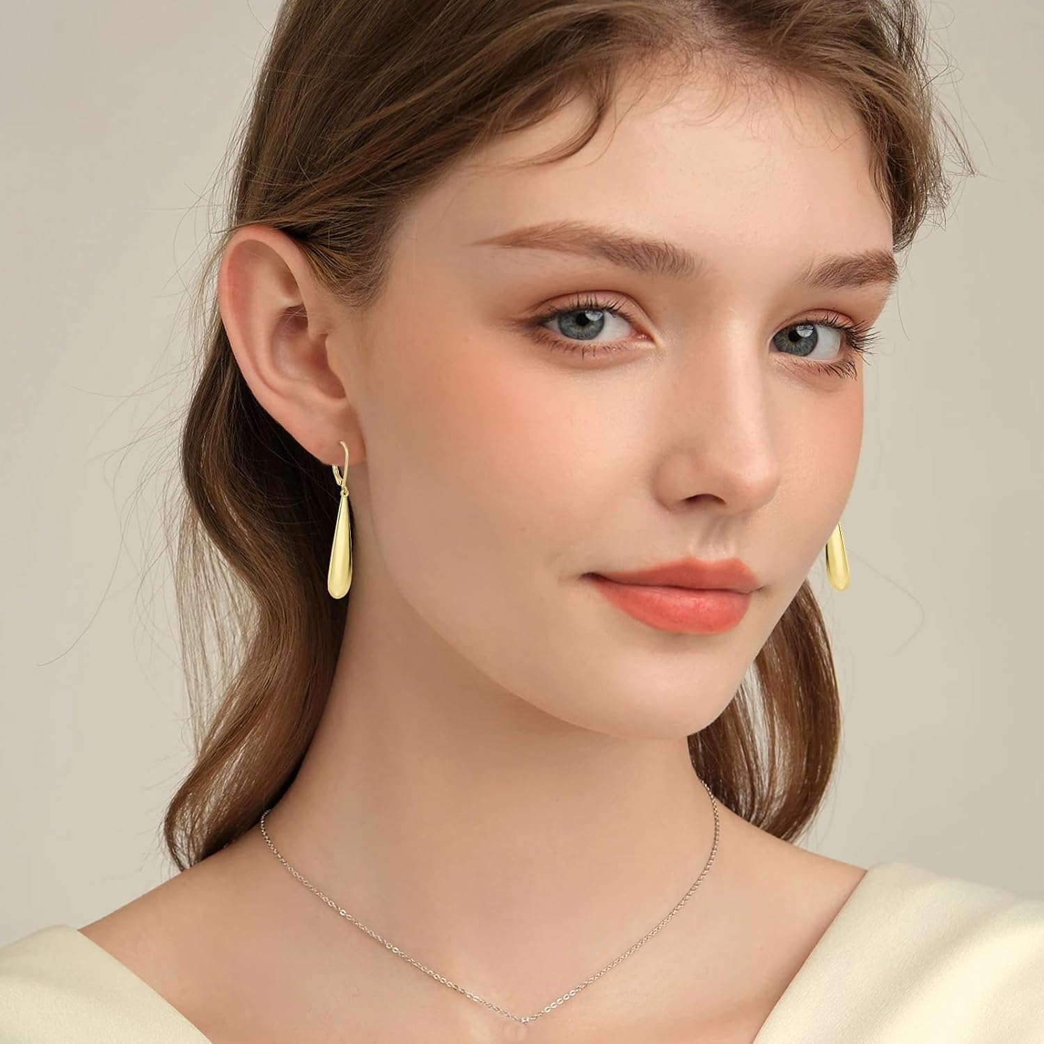 Long Teardrop Dangle Earrings for Women, Trendy Gold Long Water Drop Tear Drop Leverback Dangle Earrings Waterdrop Earring for Gift Mom Wife Fashion Jewelry Accessories - Image 6