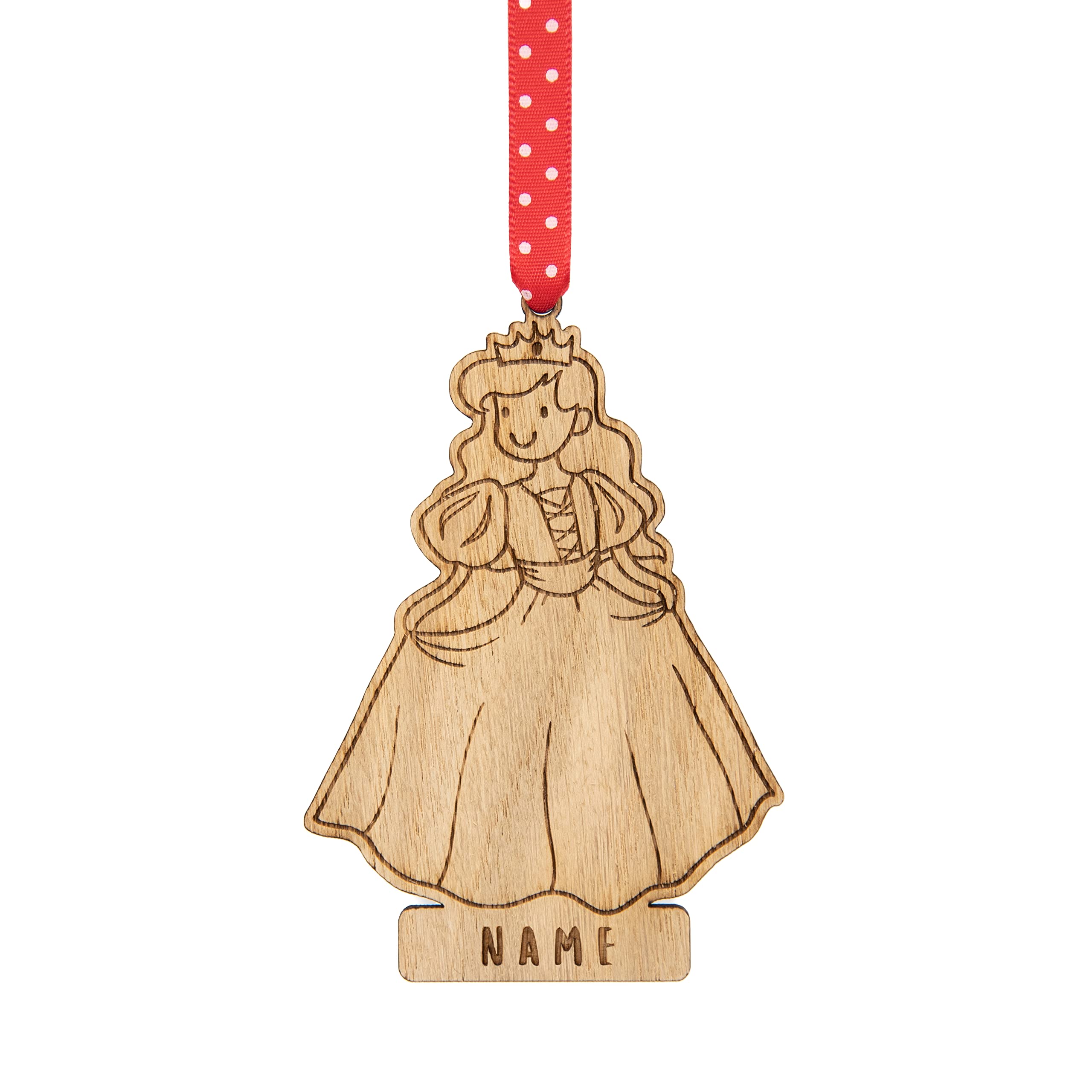 Personalised Princess christmas decoration for a child | tree wooden ornament | for her him boy girl gift | xmas secret santa | stocking filler dcor uk | wood gifts for children