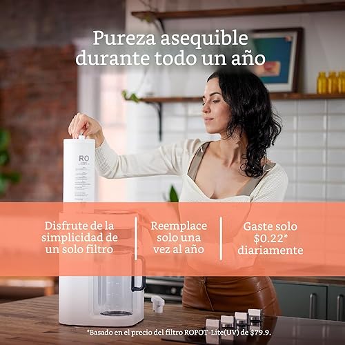 Miniatura 6 de Bluevua RO100ROPOT-Lite (UV) Sistema de ósmosis inversa Filtro de agua para encimera, purificación de 7 etapas con UV y remineralización, TDS y