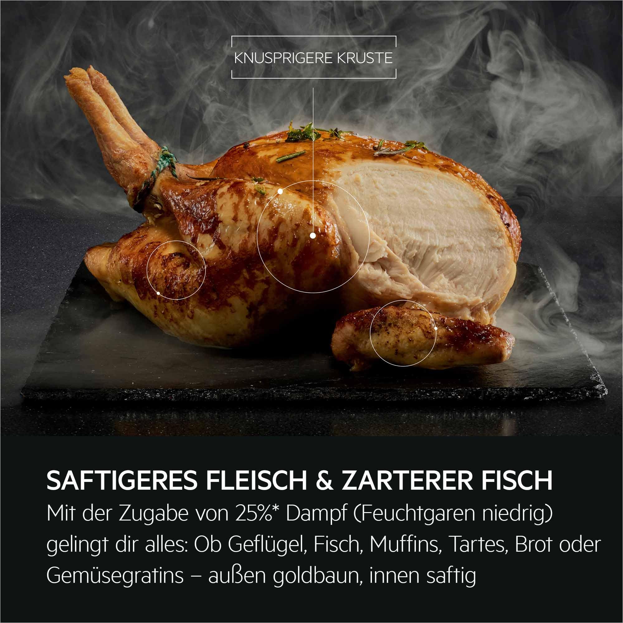 AEG TR6PB50WSB Einbaubackofen Serie 6 LED-Touchdisplay Pyrolyse Selbstreinigung 25% Dampfunterstützung Kerntemperatursensor