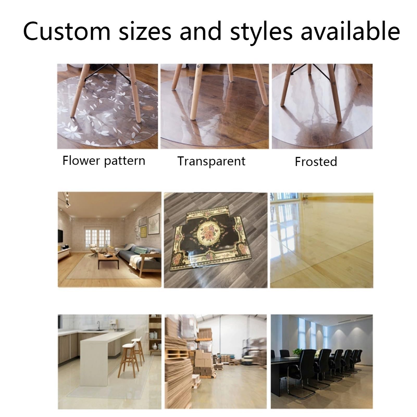Tapis de protection de sol imperméable en PVC transparent personnalisable - Rectangulaire - 100 x 400 cm - Facile à nettoyer - Idéal pour les chaises de bureau et la protection des poils