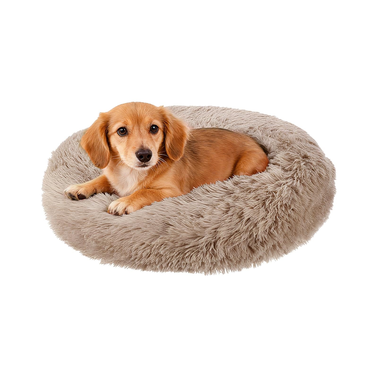 Couchage pour animal domestique 40 cm marron - Lit rond et doux anti-anxiété pour chat