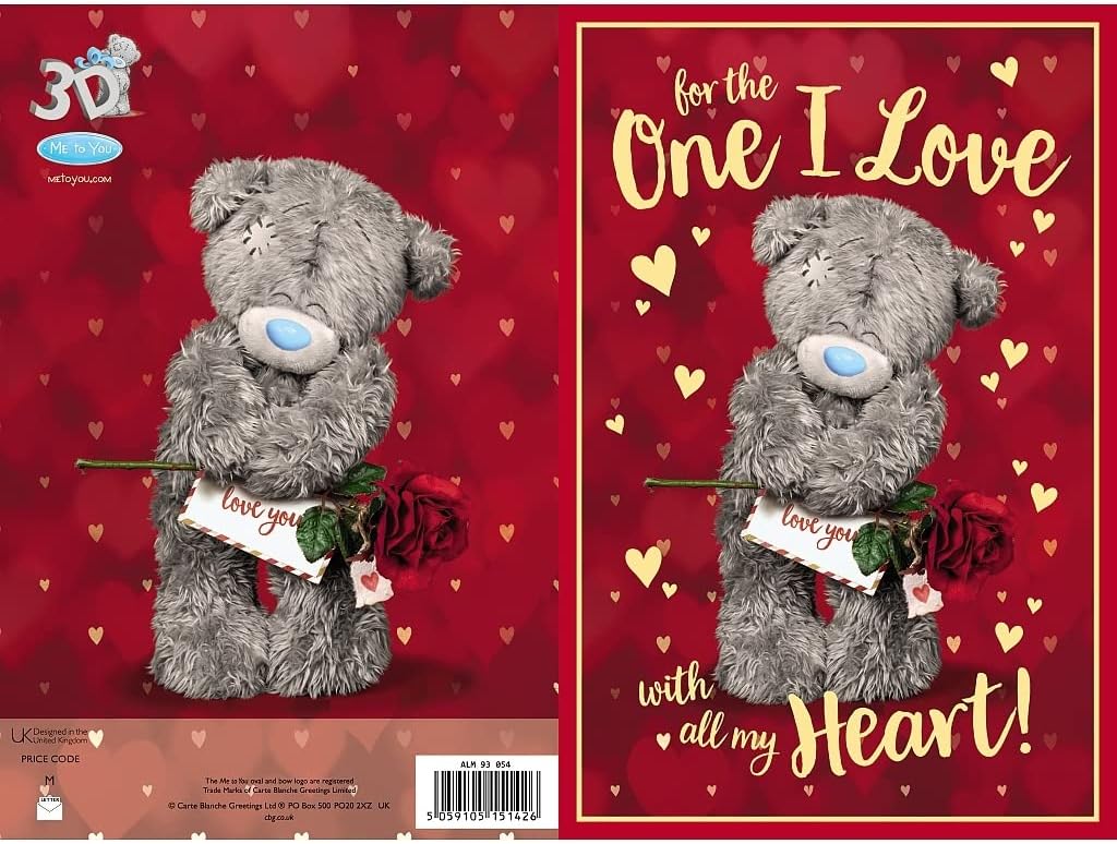 Me To You One I Love With All My Heart 3D Birthday Card,Mixed,Size:6x9,ALM93054