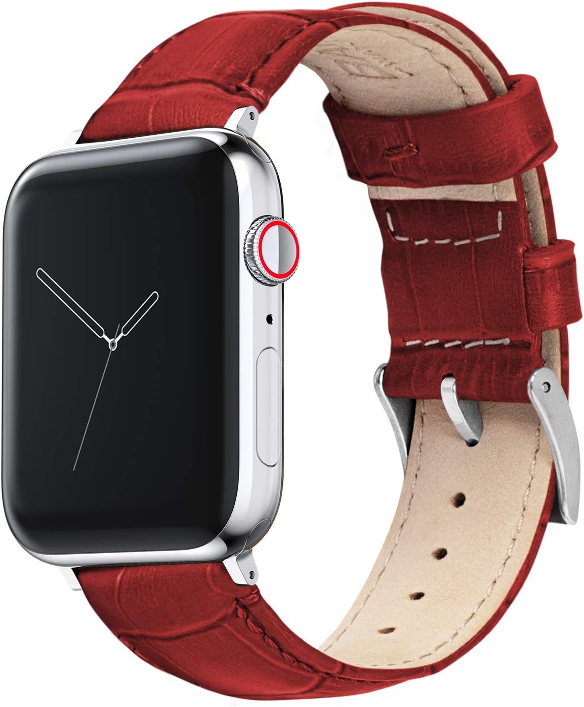 BARTON WATCH BANDS - Alligator Grain Leather Watch Bands Compatible with Apple Watch Models - 1, 2, 3, 4, 5, 6, 7, 8, 9, 10, SE, Ultra & Ultra 2