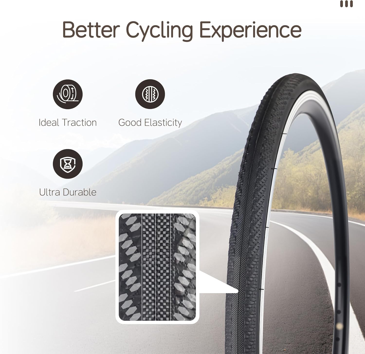 MEGHNA Bike Tire 700C Road Bike Foldable 700 x 25/28C Tire for Road Racing Anti Slip 25/28-622mm Replacement Tire for Fixed Gear Hybrid Bike Commuter Bike