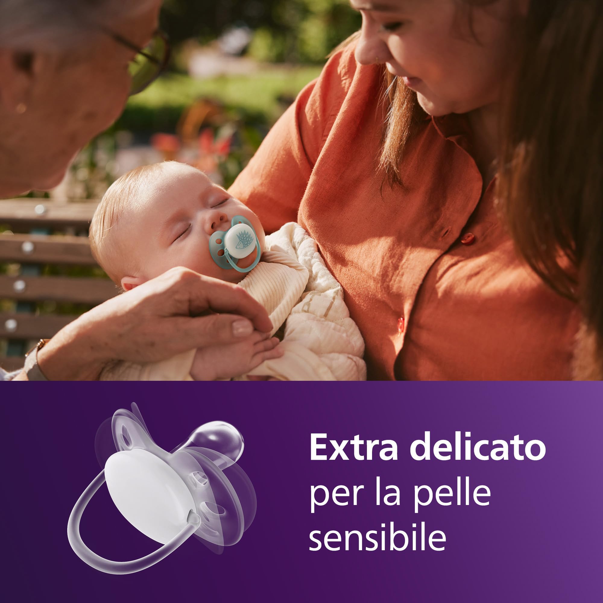 Philips Avent Ciucci Ultra Soft Day & Night – Design ortodontico, da 0 a 6 mesi, si illuminano al buio, tettarella in silicone, no BPA, custodie per sterilizzazione, pack da 4 pezzi, SCF094/09