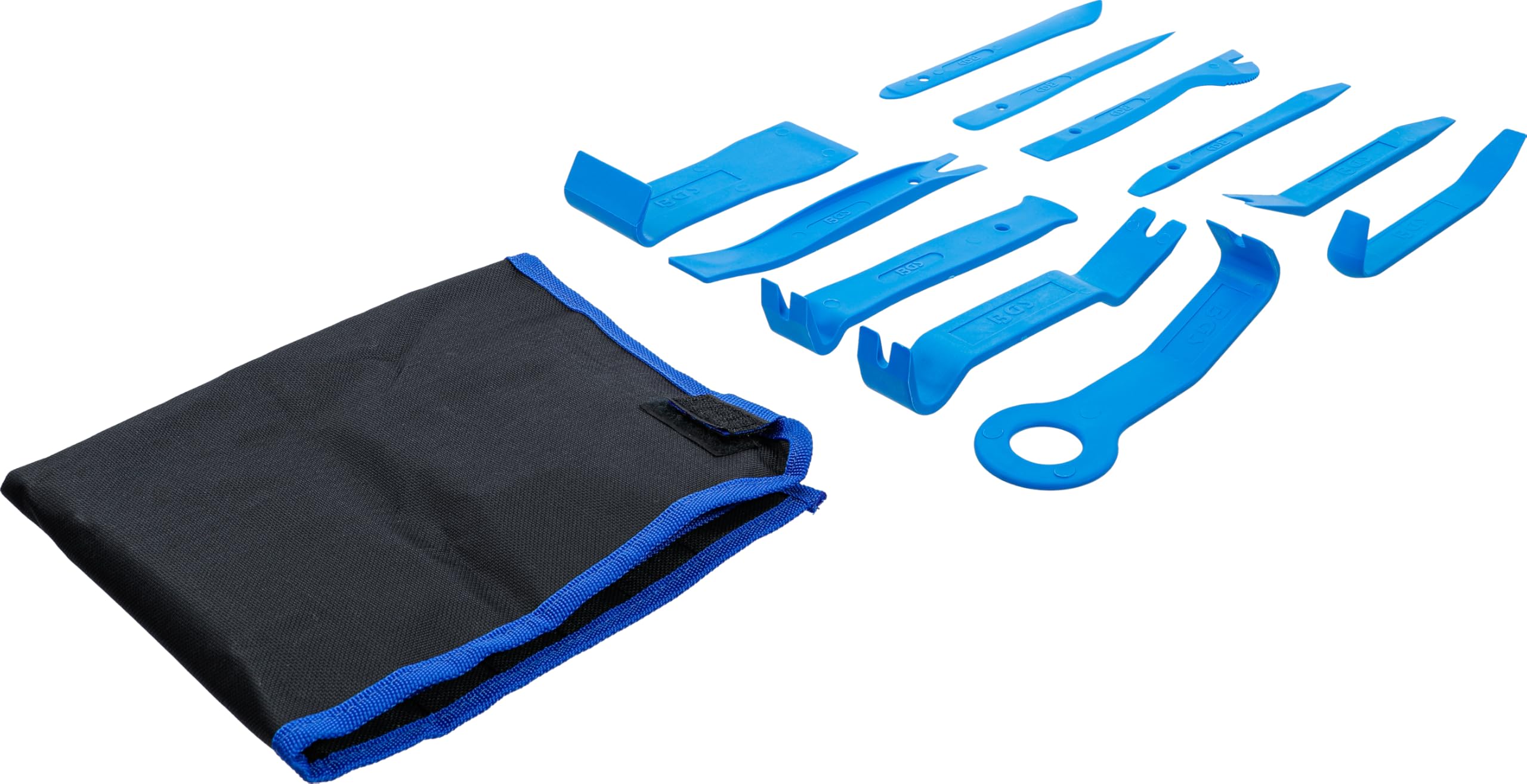 BGS 1327 | Kit d’Outils pour Habillage intérieur | 11 pièces | Plastique renforcé de fibre de verre - Pour pièces de carénage, clips en plastique, verres de rétroviseur - Sac en plastique