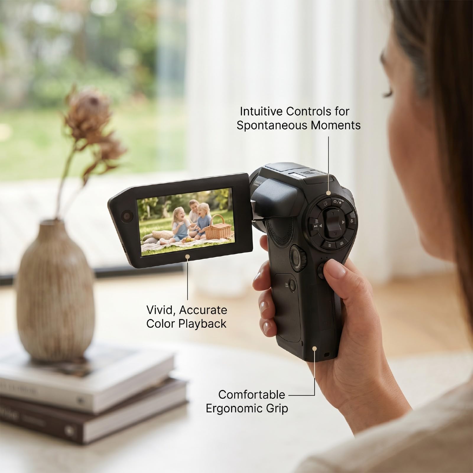 Tangxi Videocamera 8K, Videoregistratore HD da 75 MP Videocamere per WiFi con Schermo Ruotabile a Doppia Lente, Zoom Digitale 8X e Ottico 5X, per la Fotografia