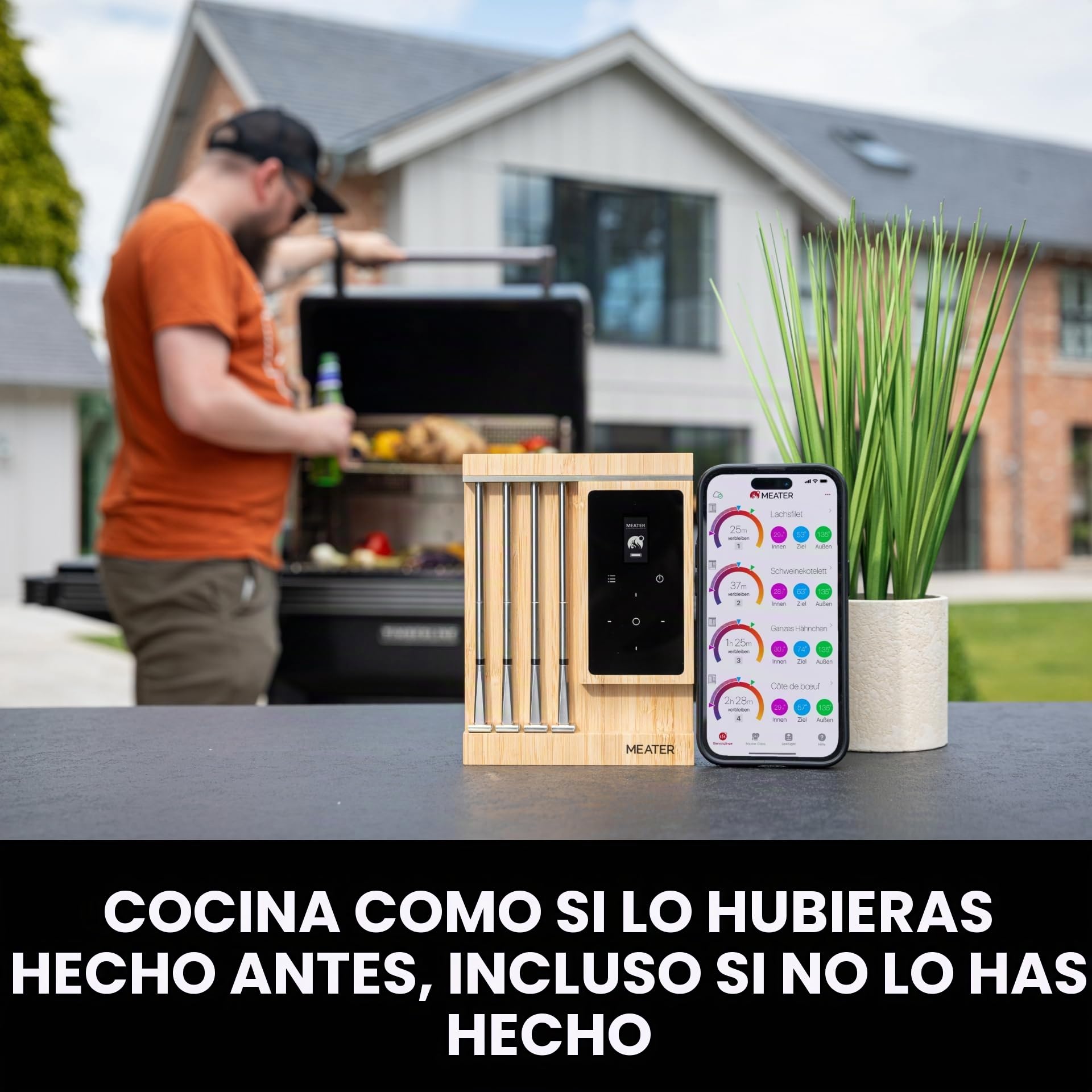 MEATER Pro XL [Nuevo] – El último termómetro inteligente para carne con WiFi y cuatro sondas avanzadas | Barbacoa, horno, parrilla, ahumador, freidora de aire caliente