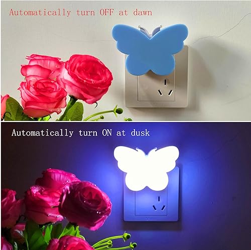 Miniatura 9 de 2 luces LED de mariposa para niños, lámpara de luz nocturna enchufable a la pared con sensor inteligente del atardecer al amanecer, idea para