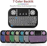 Vista 5 de Mini teclado Bluetooth A8, dos modos (2.4 GHz/Bluetooth) controlador de teclado inalámbrico con panel táctil y mouse combinado, retroiluminación RGB
