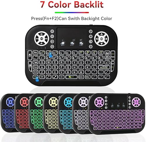 Miniatura 5 de Mini teclado Bluetooth A8, dos modos (2.4 GHzBluetooth) controlador de teclado inalámbrico con panel táctil y mouse combinado, retroiluminación RGB