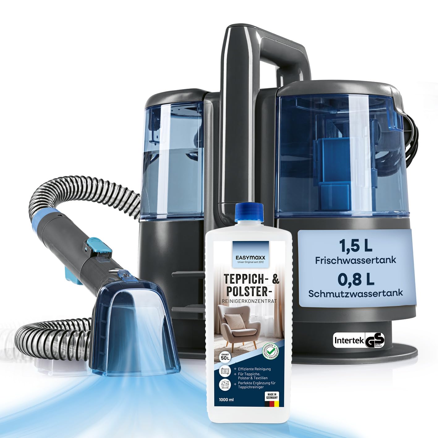 CLEANmaxx Limpiador de alfombras y tapicería Pro Power | Spot Cleaner & Easymaxx limpiador de alfombras | Aspirador húmedo y limpiador para aspiradora de lavado para sofá, coche, alfombra, tapicería