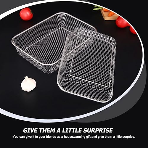 Miniatura 5 de BESTonZON Escurridor de mesa cuadrado rectangular para comida casera multifunción bandeja de enjuague de acero para verduras cuenca del hogar