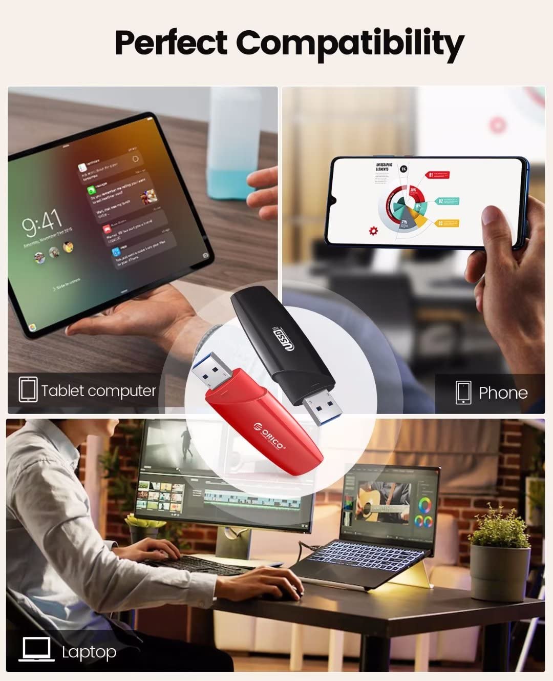 ORICO Chiavetta USB 128 GB U3S Flash Drive 260 MB/s
