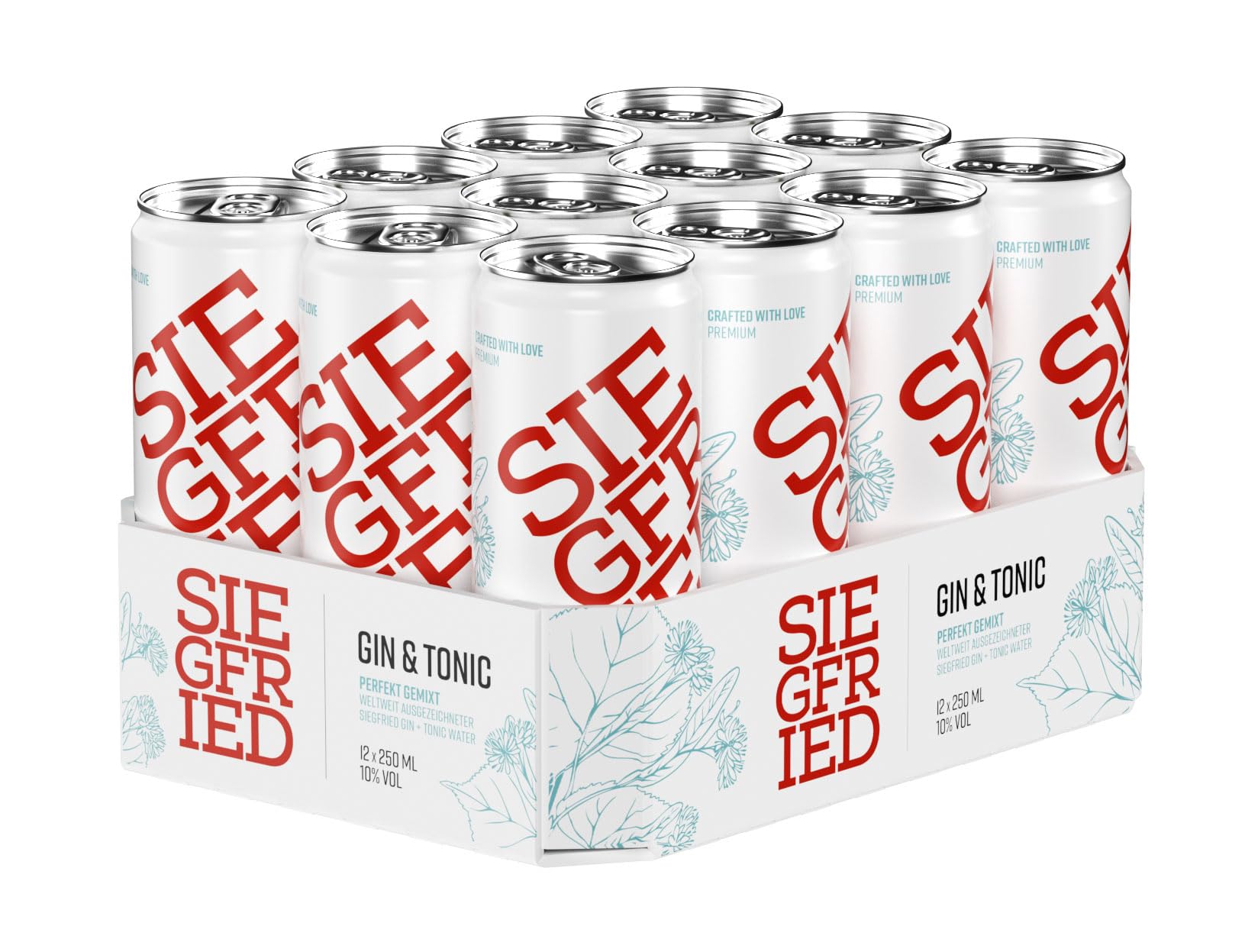 Siegfried Gin & Tonic | Premium Longdrink mit perfekt abgestimmtem Tonic Water | Ready-to-Drink | 12 x 250ml Dose | EINWEG | Made in Germany
