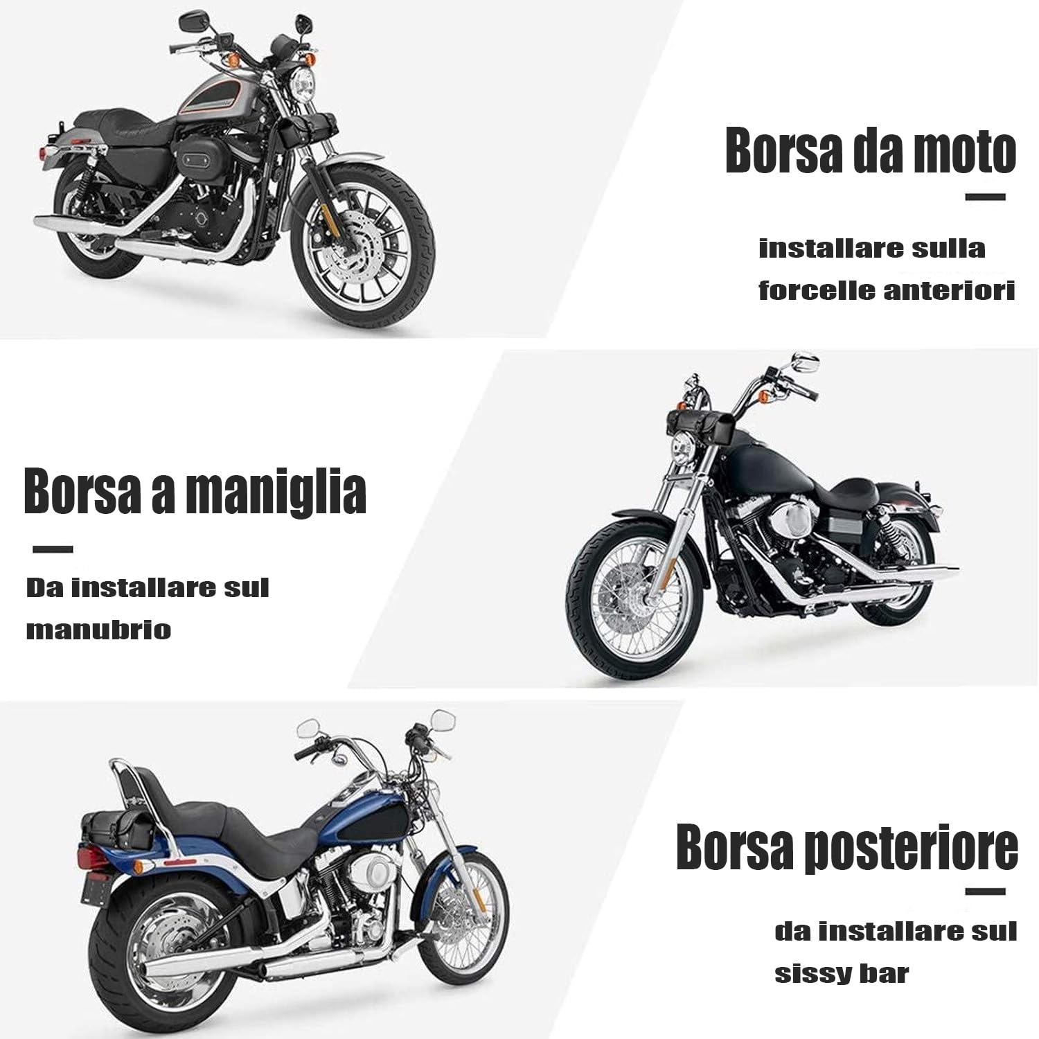Uniwersalna torba na siodełko motocyklowe, skóra PU, przedni widelec na kierownicę motocykla, z 2 paskami, do większości motocykli, odporna na działanie wody i ciepła