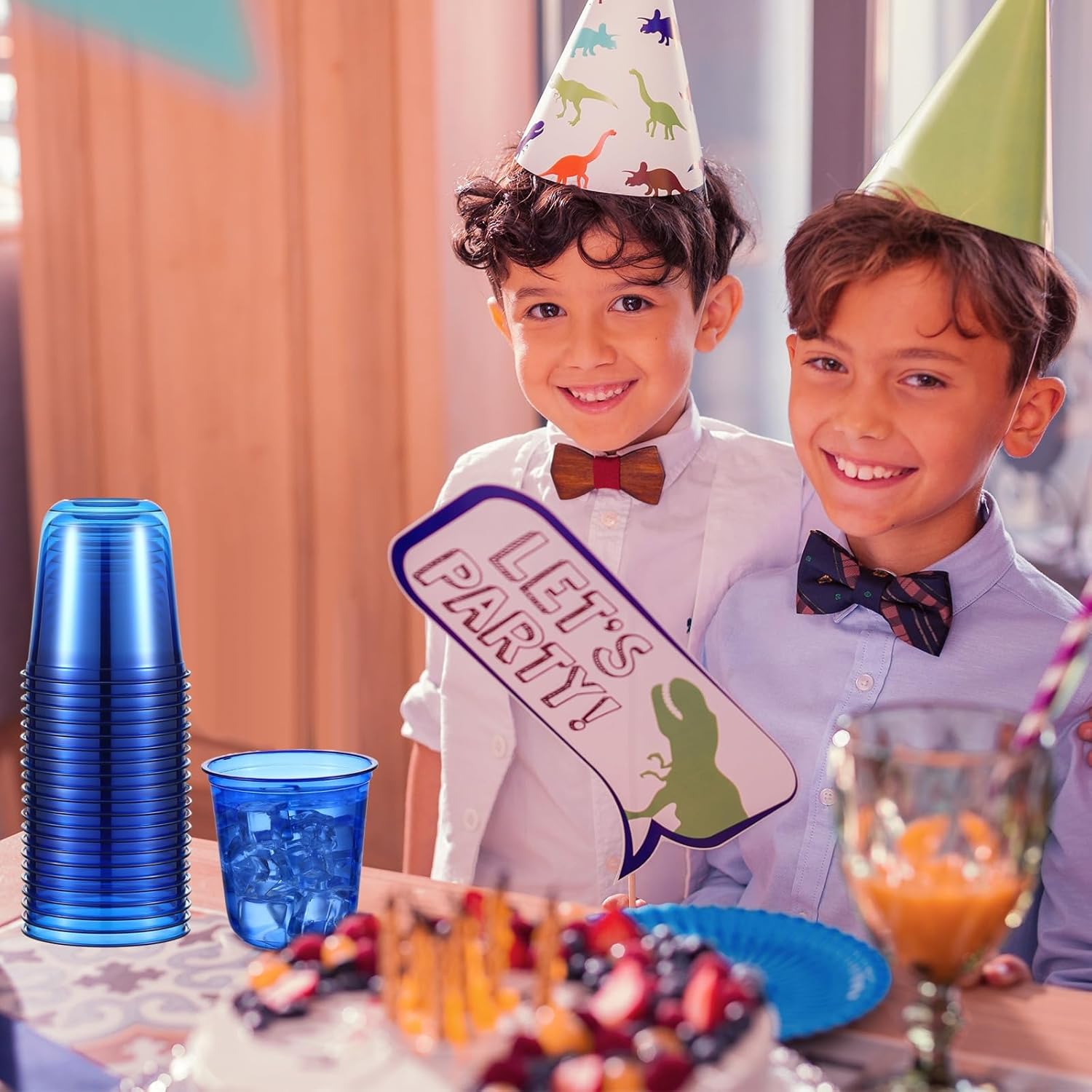 Disposable Stemless Glasses 12oz Crystal Plastic Wine Glasses Clear Classic Pet Cup for Meeting Weddings Birthdays Cocktail Christmas Party Supplies(Blue,50 Pcs) - Image 5