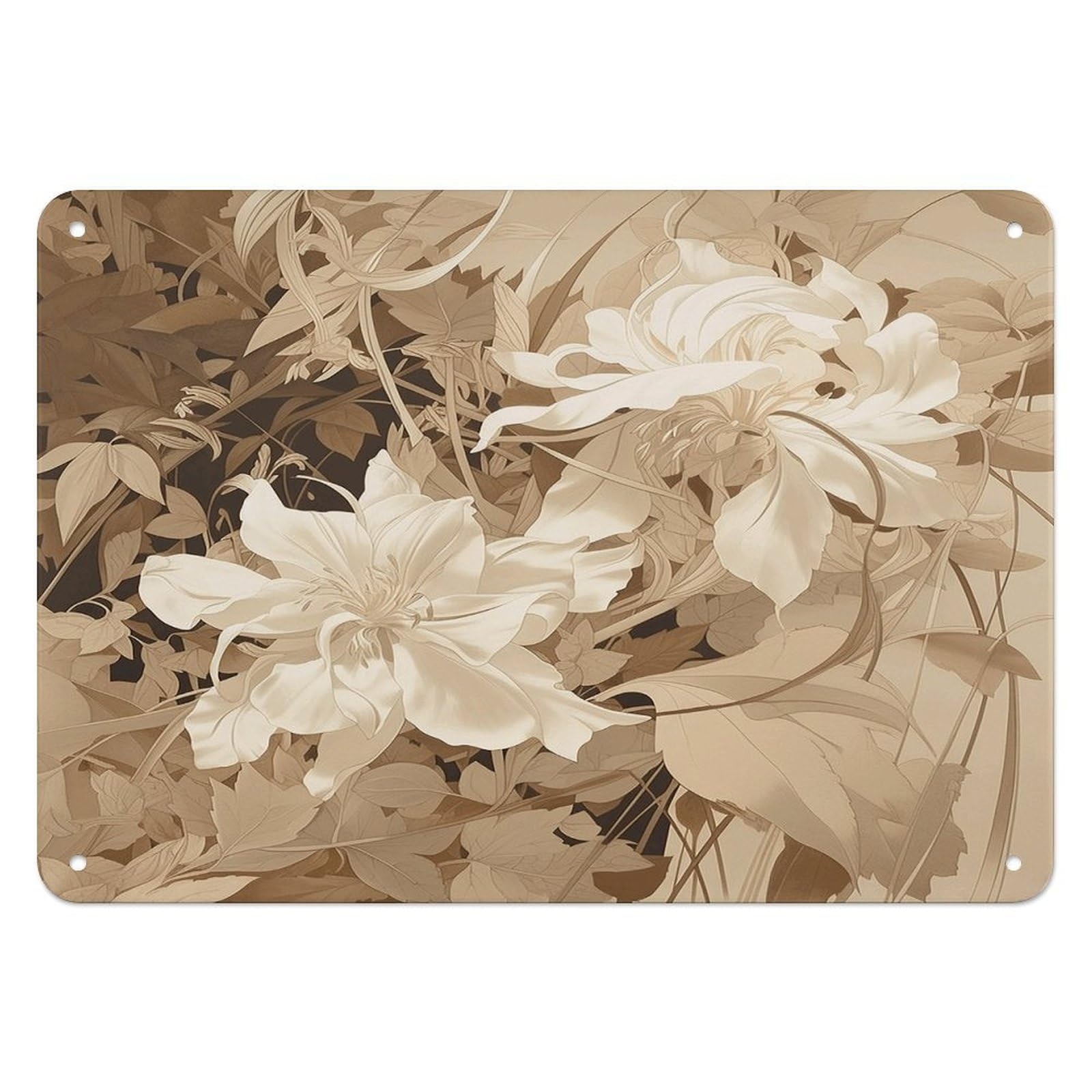 Fodpand Style Flower Palm Leaves Retro Vintage Metal Tin Sign,Wall Art Decor Garden Plaque Poster For Bedrooms Yard Bars Pubs Patios Porches 7.9X5.5 Inch