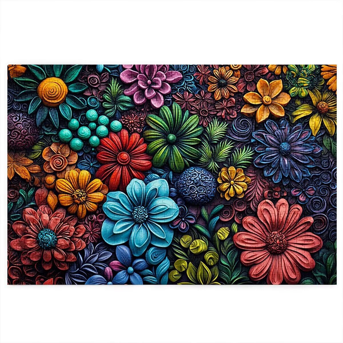 Puzzle 2000 sztuk kwiat dla dorosłych, abstrakcyjne drewniane puzzle dla dorosłych, trudne drewniane łamigłówki, rodzinne gry edukacyjne, łamigłówki z pudełkiem na prezenty dekoracje do domu, prezent