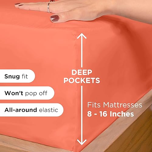 Miniatura 3 de ROYALE LINENS Juego de 4 sábanas King - Ropa de cama de microfibra cepillada suave de 1800 hilos - 1 sábana ajustada y 1 sábana lisa, 2 fundas de