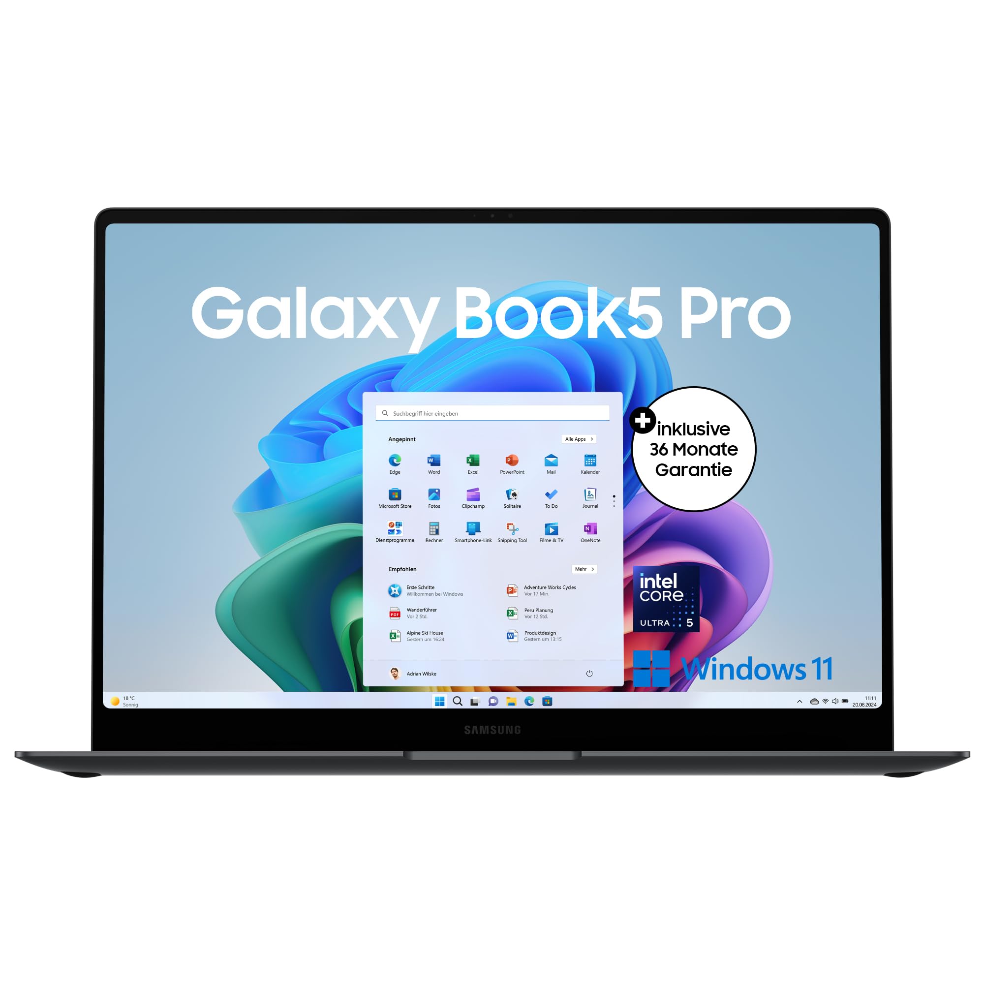 Samsung Galaxy Book5 Pro AI-Laptop, 16-Zoll-Display, AI-Notebook mit Intel Core Ultra 5 Prozessor, 16 GB RAM, 512 GB Speicher, Copilot+ PC, Moonstone Gray, 3 Jahre Herstellergarantie