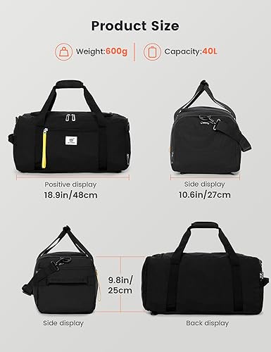 Miniatura 4 de SKYSPER Bolsa de gimnasio para hombres y mujeres Bolsa deportiva de 40 L con compartimento para zapatos, bolsillo húmedo para fitness, deporte,
