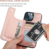 Vista 4 de ONETOP - Funda tipo cartera compatible con iPhone 13 Pro Max con tarjetero, piel sintética, ranuras para tarjetas, doble cierre magnético y funda