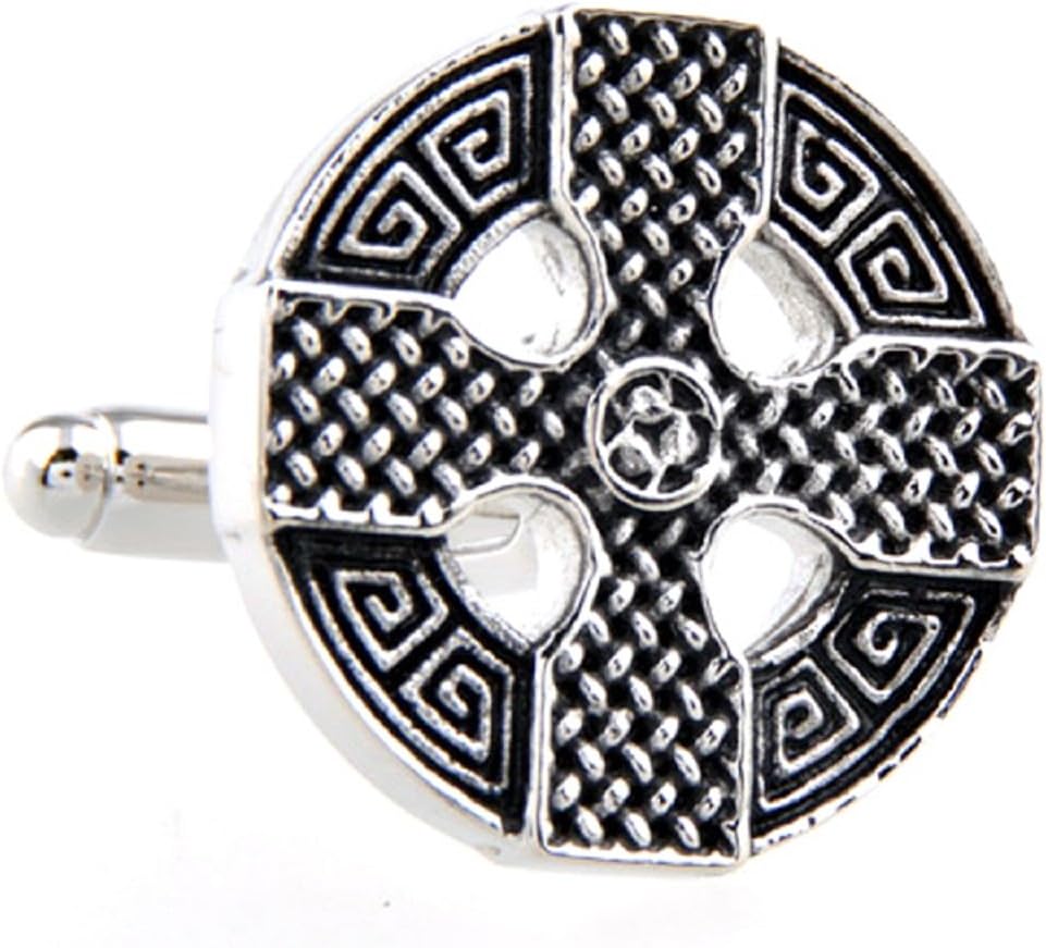 MRCUFF Celtic Cross Irish Ireland Cufflinks Pair in a Presentation Gift Box & Polishing Cloth
