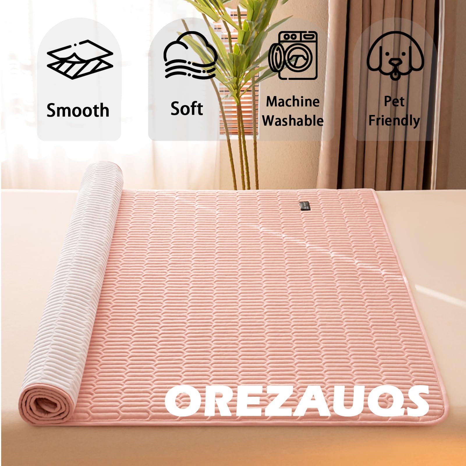 Coprimaterasso Matrimoniale Impermeabile coprimaterasso Singolo Proteggi Materasso in Cotone Traspirante con 4 Angoli Elasticizzati (Rosa,200 * 220cm)