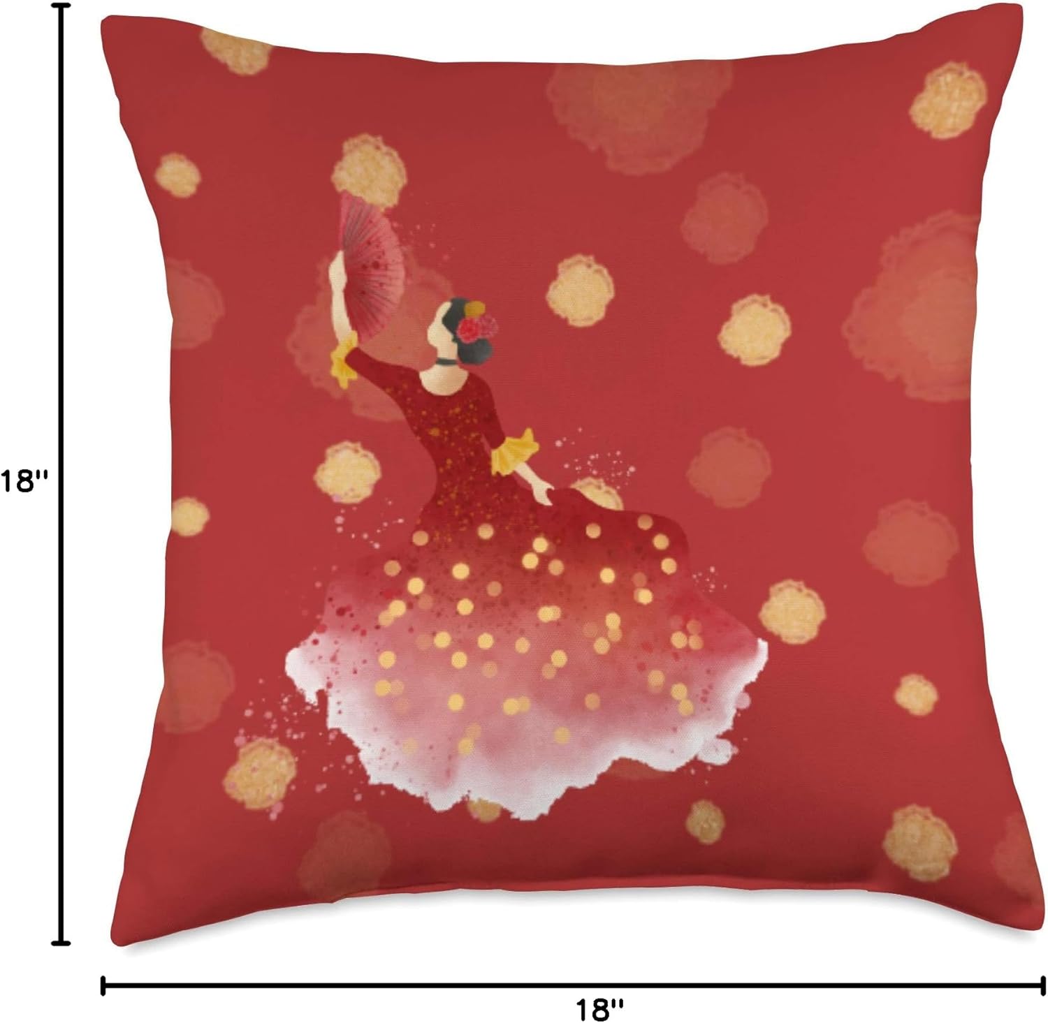 Flamenco Dancer Traditional Spanish Folkloric Music Throw Pillow