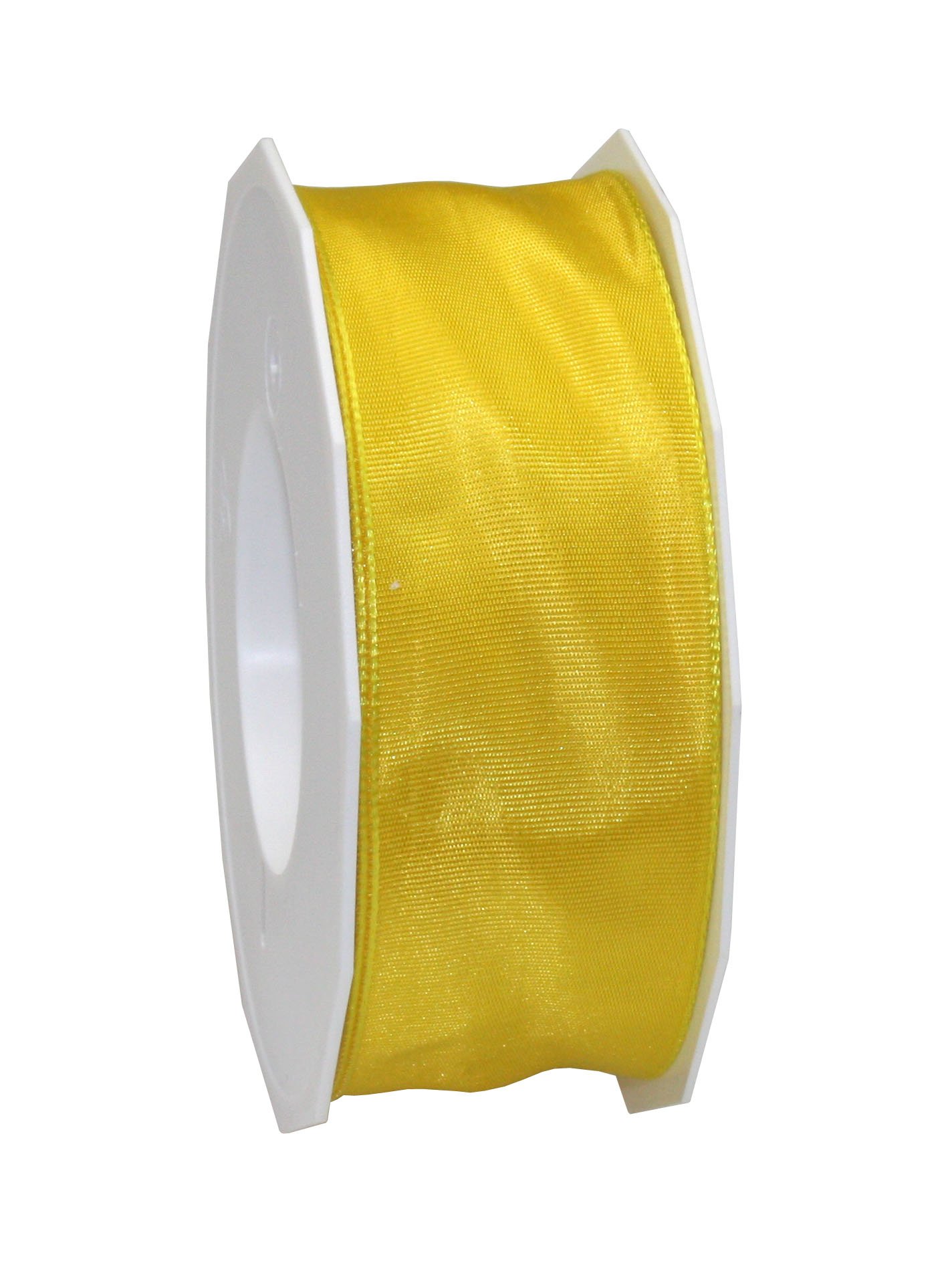 PRÄSENT - Lyon Wired Taffeta Ribbon Yellow 40 mm width, 25 m length, Berry, 40mm - 25m
