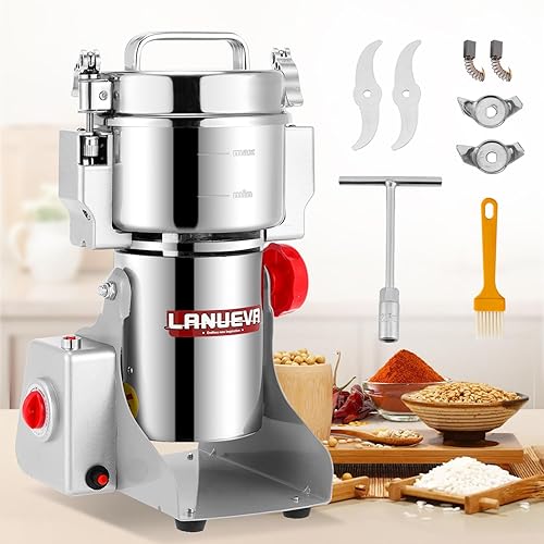 LANUEVA Molinillo de granos 2469oz de alta velocidad para especias 2500 W molinillo de harina de trigo para maíz seco arroz pimienta granos de café