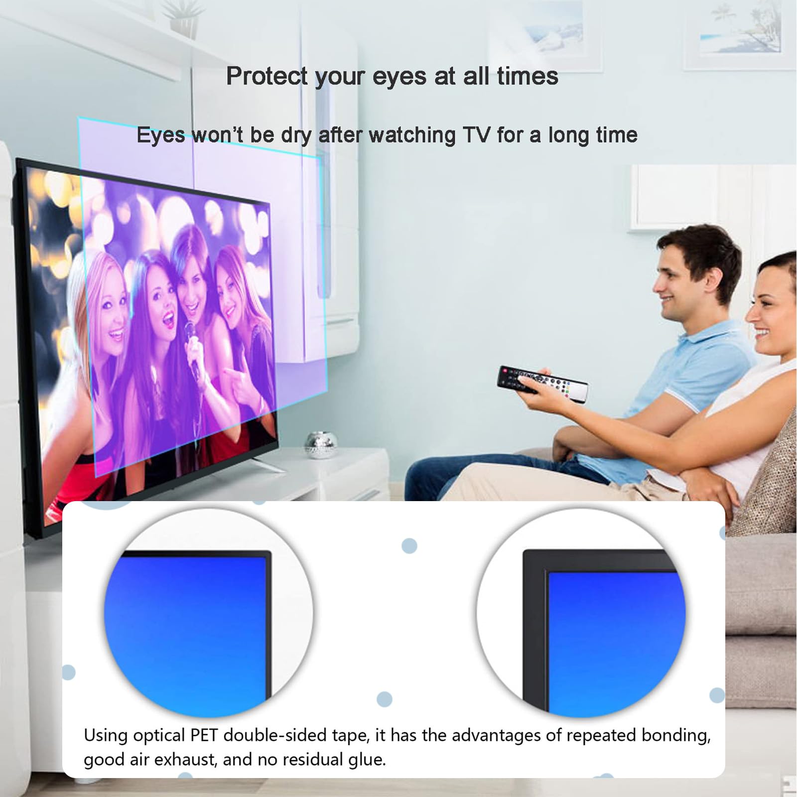 48-58 Zoll TV-Displayschutzfolie, Filter, der UV- und blaues Licht von Filterfolie blockiert, TV-Displayschutzfolie ohne Blase, kratzfester Verletzungsfilm,48in