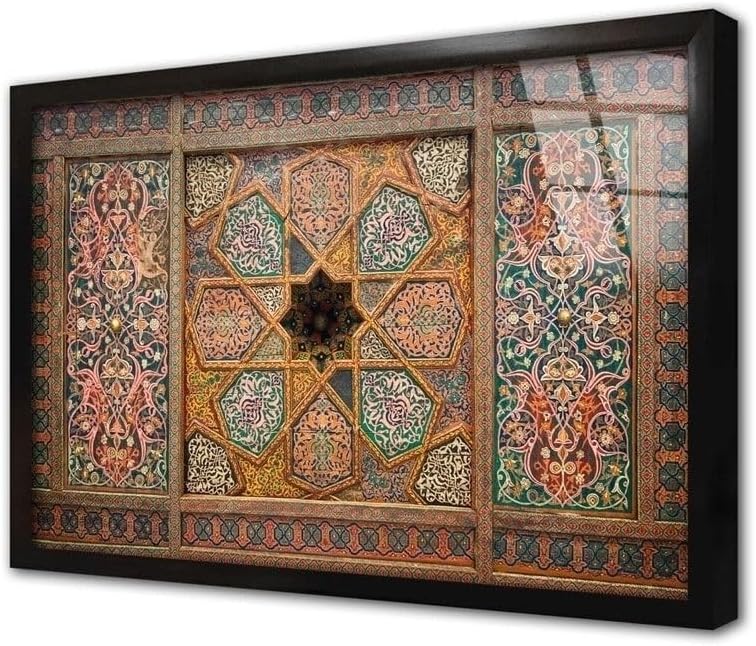 Ottoman Ceramic Art Framed Glass Wall Picture 20x30cm (7.9x11.8 inch) Turkish Iznik Design Home Decor
