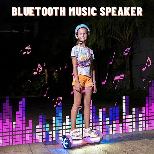 Miniatura 8 de Scooter, altavoces Bluetooth y ruedas de iluminación LED, control de aplicación, motores duales de 250 W, velocidad máxima de 8.5 mph y rango máximo