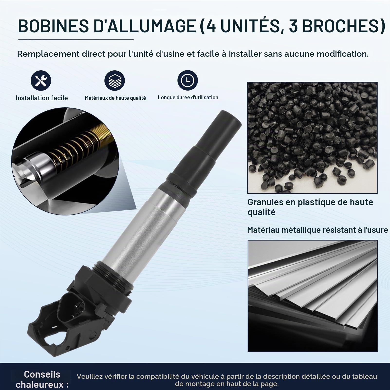 12137575010 4x Bobines d'allumage pour DS3 DS4 DS5 207 308 M.ini Cooper
