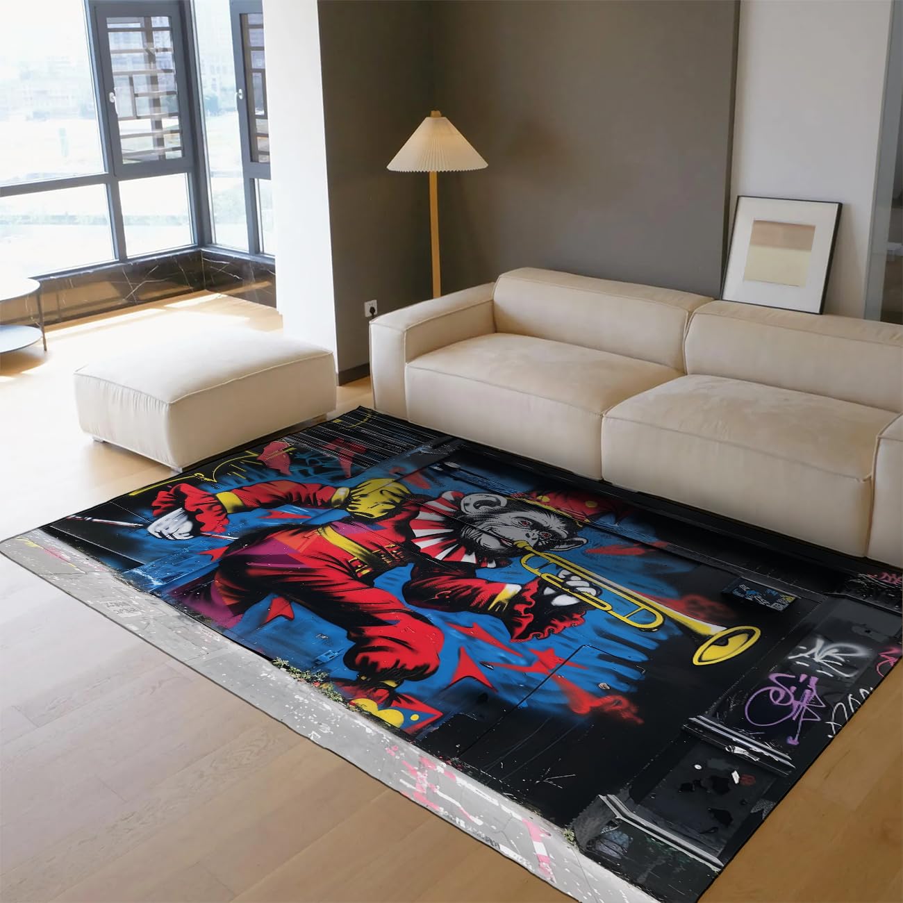 Tapis graffiti lavable en machine 200x300cm抗污 grand format
