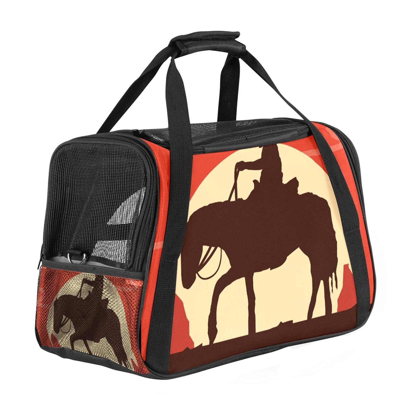 Sac de transport pour chat et chien avec impression cowboy sauvage pour voyage en avion