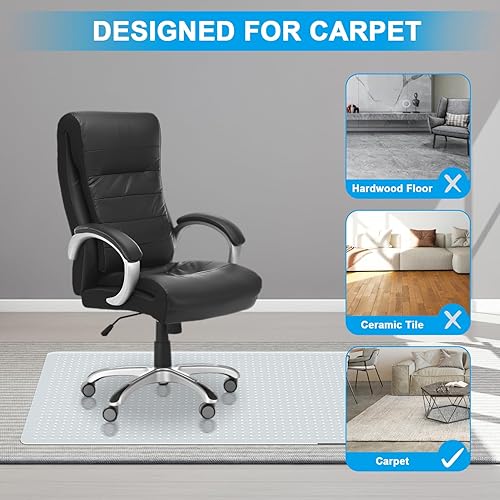 Miniatura 5 de Aporana - Tapete para silla de oficina con tachuelas para alfombra de pelo bajo, 36 x 47 x 0.22 pulgadas, tapetes transparentes para suelos