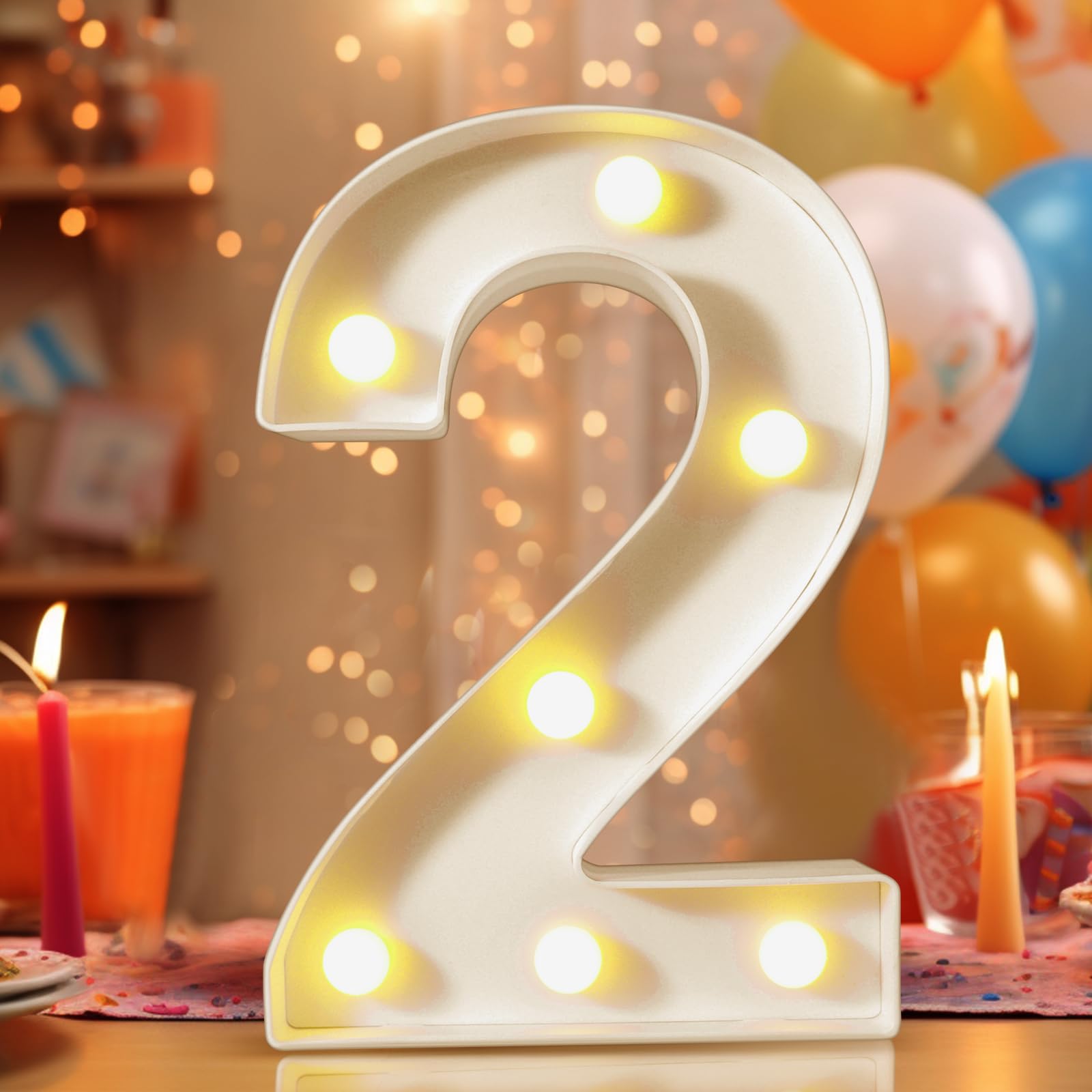 8.8" Decorative LED Light Up Numbers, Marquee Numbers Lights for 7th Birthday Decorations, Lighted Number Sign for Birthday Party Night Lights Wedding Anniversary Home Wall Decor, White Number 7 — view 92