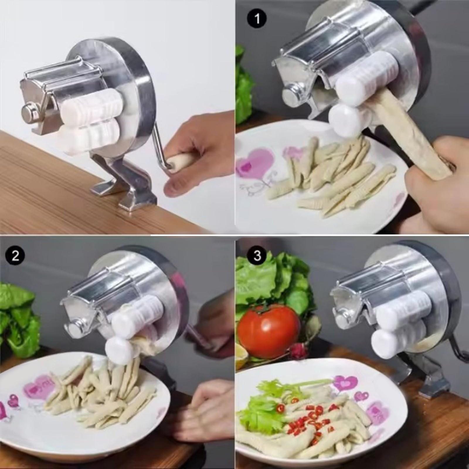 Macchina manuale per pasta a manovella con più stampi per tagliatelle per pasta fatta in casa