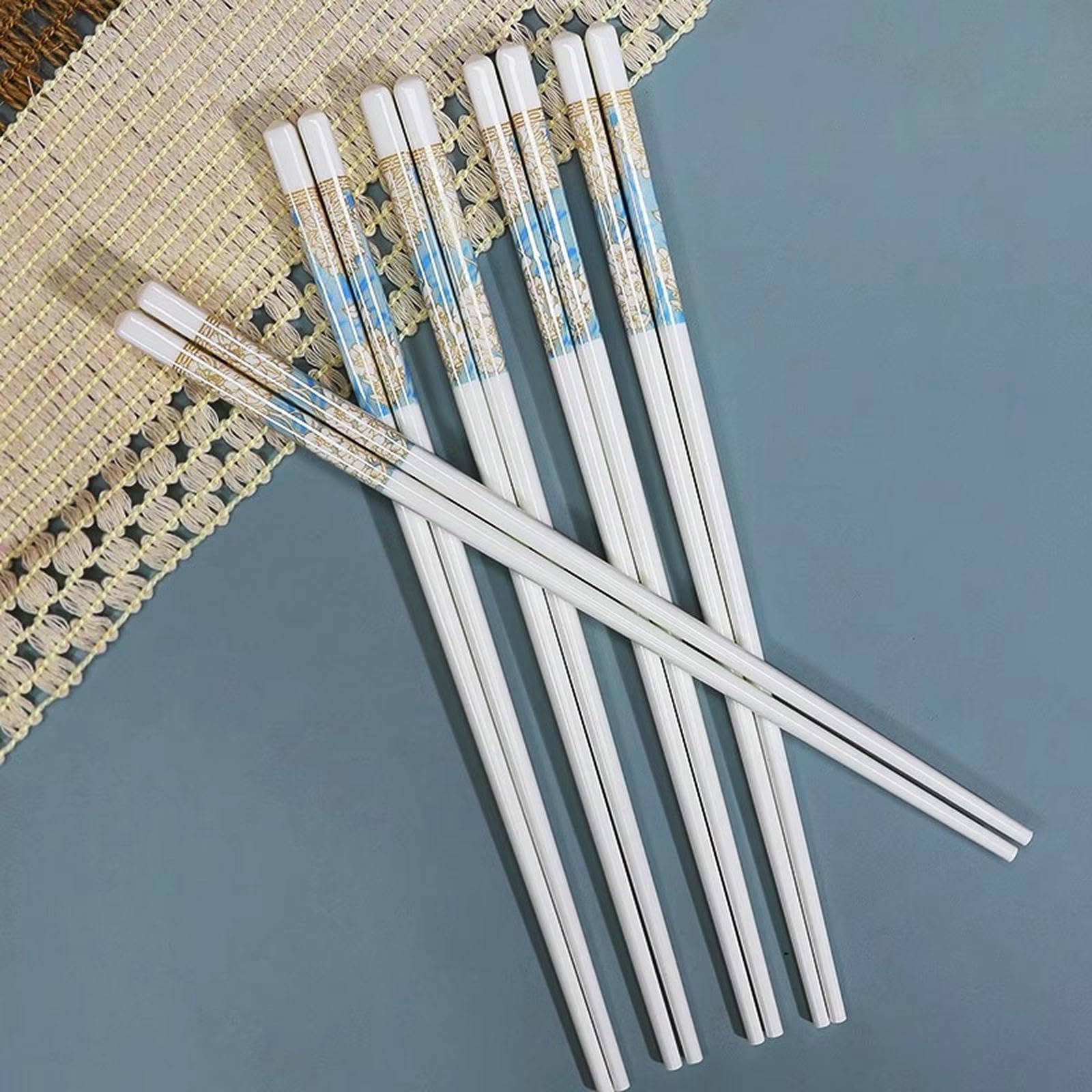 Lot de 10 paires de baguettes en alliage d'argent en céramique minimalistes et créatives chinoises