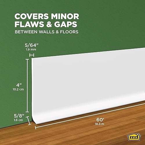 Miniatura 2 de M-D Building Products 73897 Zócalo de vinilo de 4 pulgadas por 60 pies color blanco